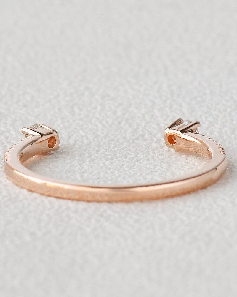 Moissanite Cuff Rose Gold Ring - Felicegals