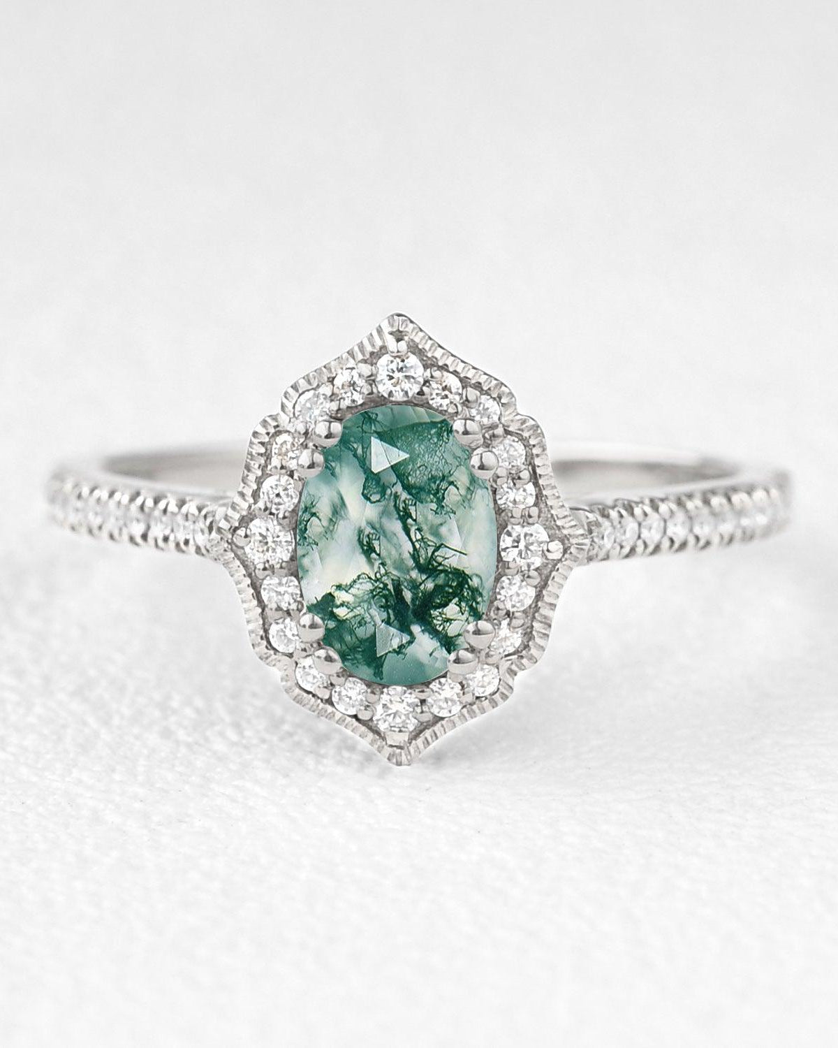 Oval Moissanite White Gold Antique Ring - Felicegals 丨Wedding ring 丨Fashion ring 丨Diamond ring 丨Gemstone ring