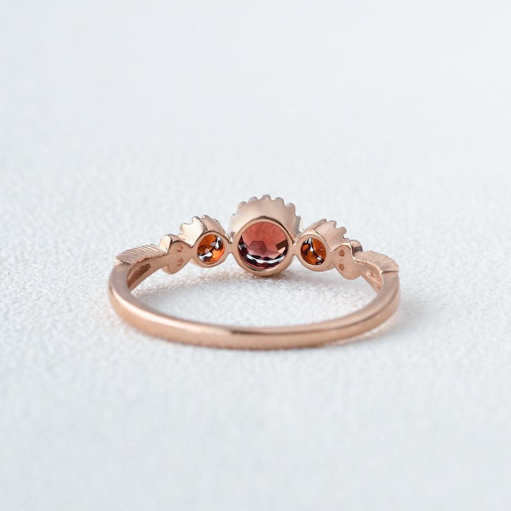 Stacking Garnet Rose Gold Ring - Felicegals
