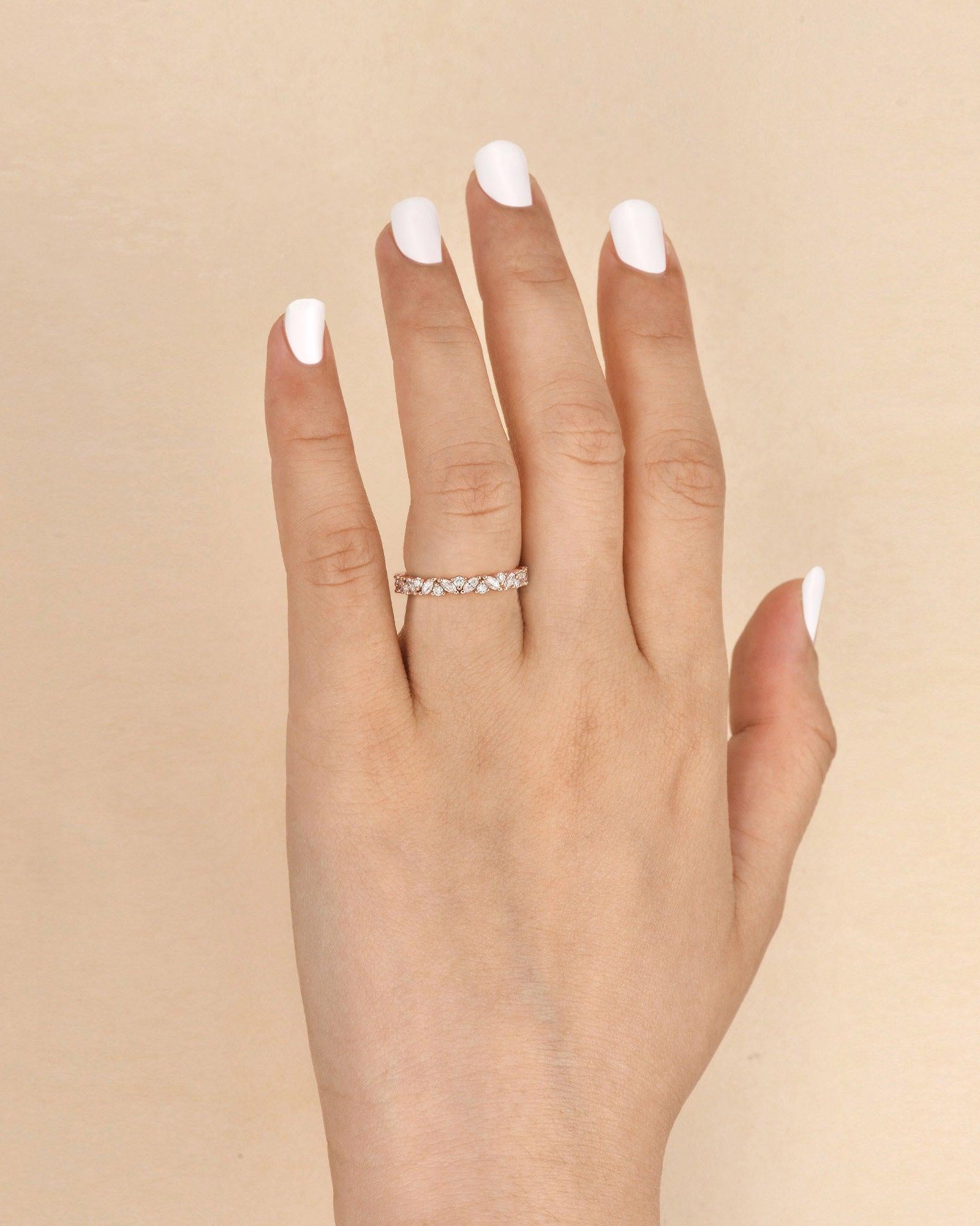 Moissanite Full Eternity Cluster Stacking Ring - Felicegals 丨Wedding ring 丨Fashion ring 丨Diamond ring 丨Gemstone ring