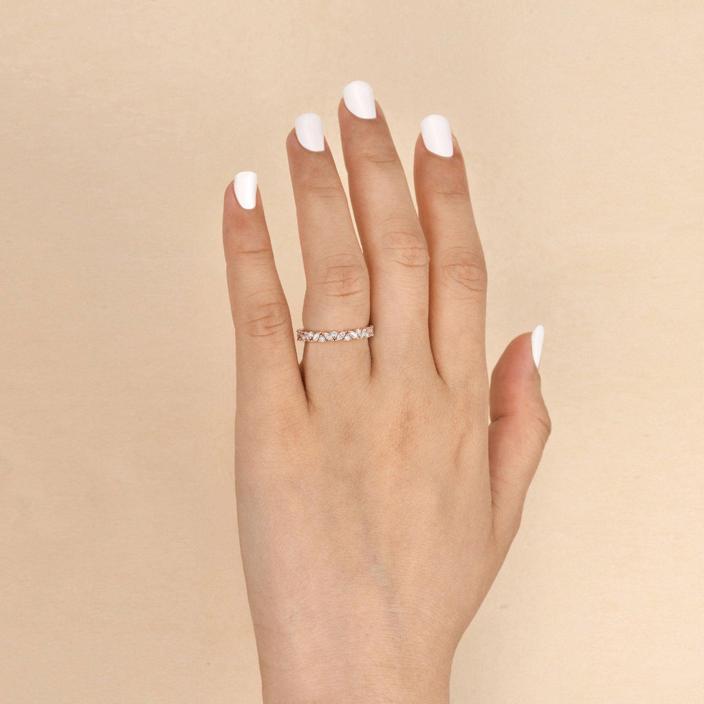 Moissanite Full Eternity Cluster Stacking Ring - Felicegals 丨Wedding ring 丨Fashion ring 丨Diamond ring 丨Gemstone ring