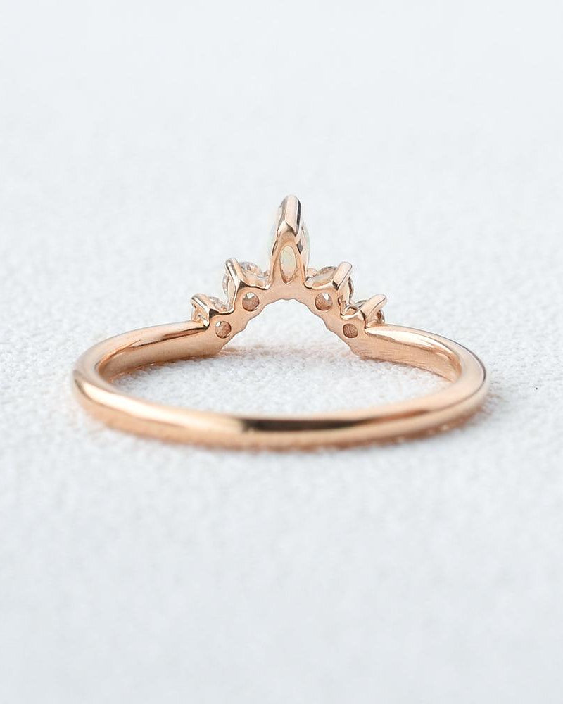 Marquise Natural Opal Moissanite Ring - Felicegals