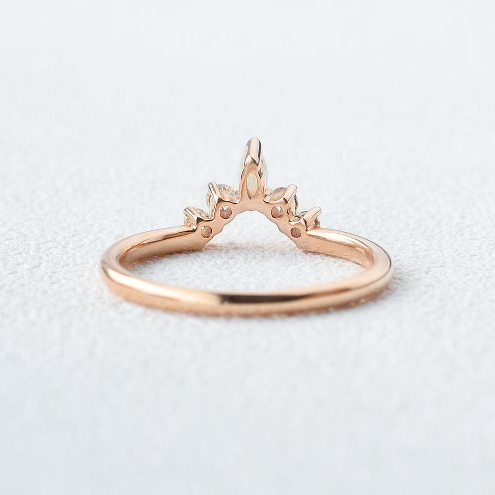 Marquise Natural Opal Moissanite Ring - Felicegals