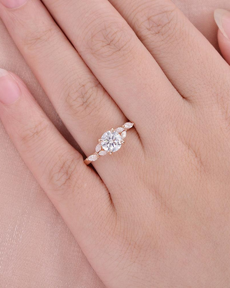 1ct Moissanite Leafy Vine & Cluster Marquise Ring - Felicegals 丨Wedding ring 丨Fashion ring 丨Diamond ring 丨Gemstone ring--Felicegals