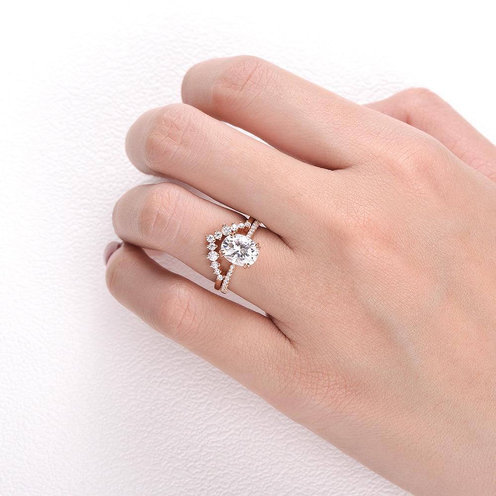 2pcs Moissanite Rose Gold Ring - Felicegals