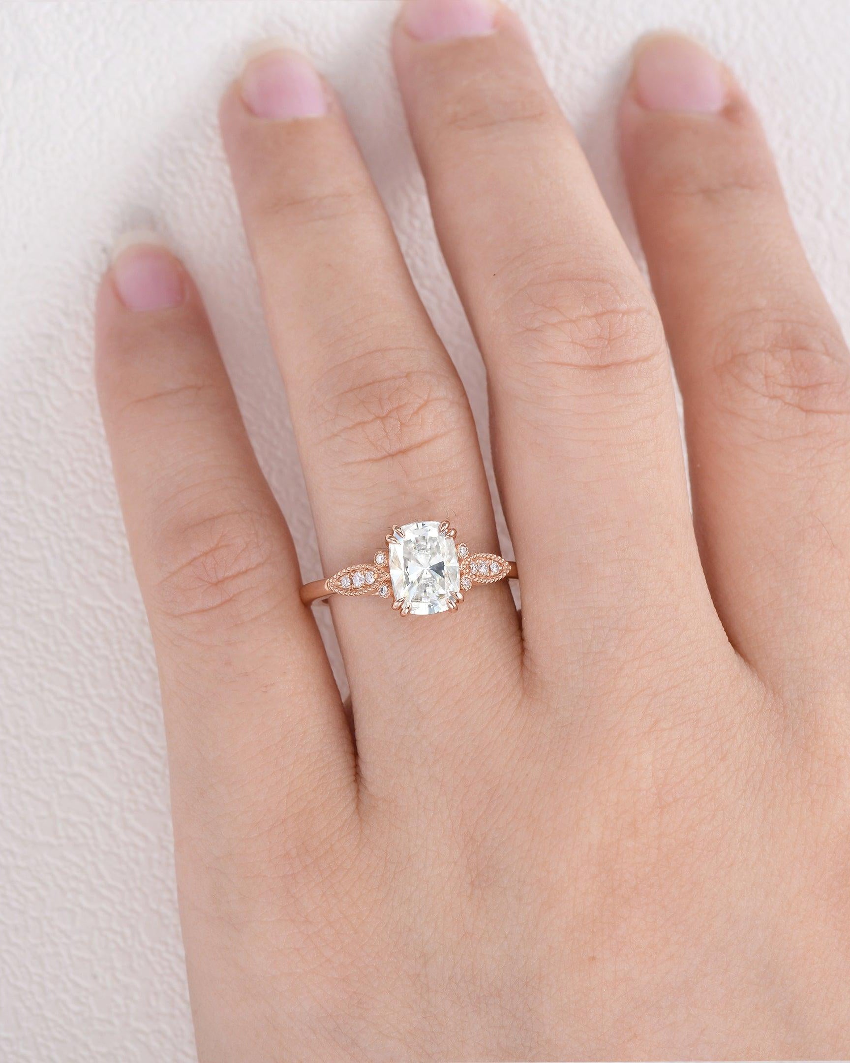 Moissanite Vintage Inspired Rose Gold Ring - Felicegals