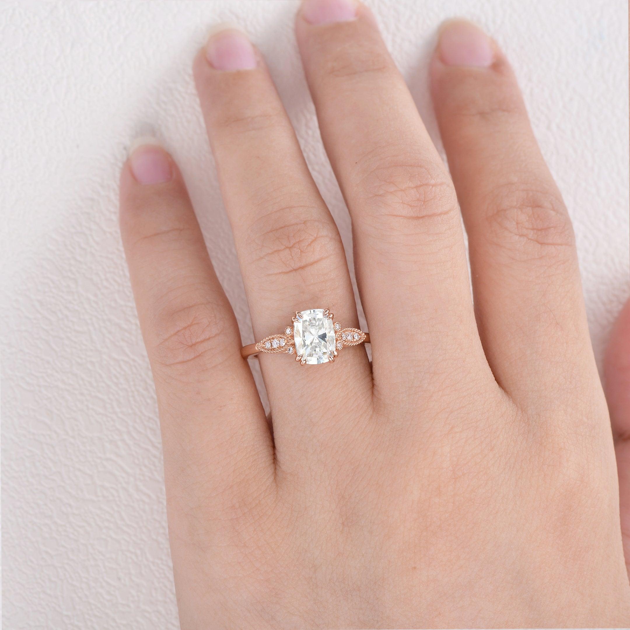 Moissanite Vintage Inspired Rose Gold Ring - Felicegals