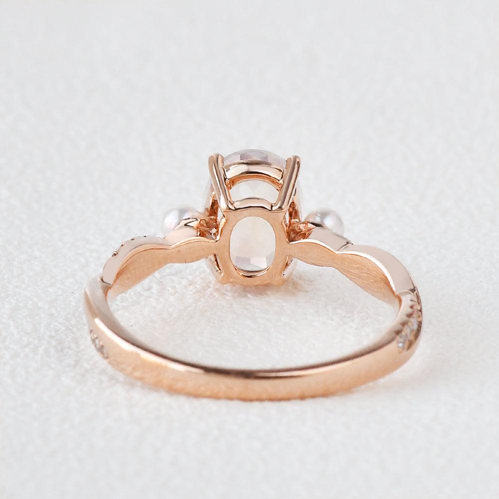 Oval Moonstone & Pearl Infinity Ring - Felicegals