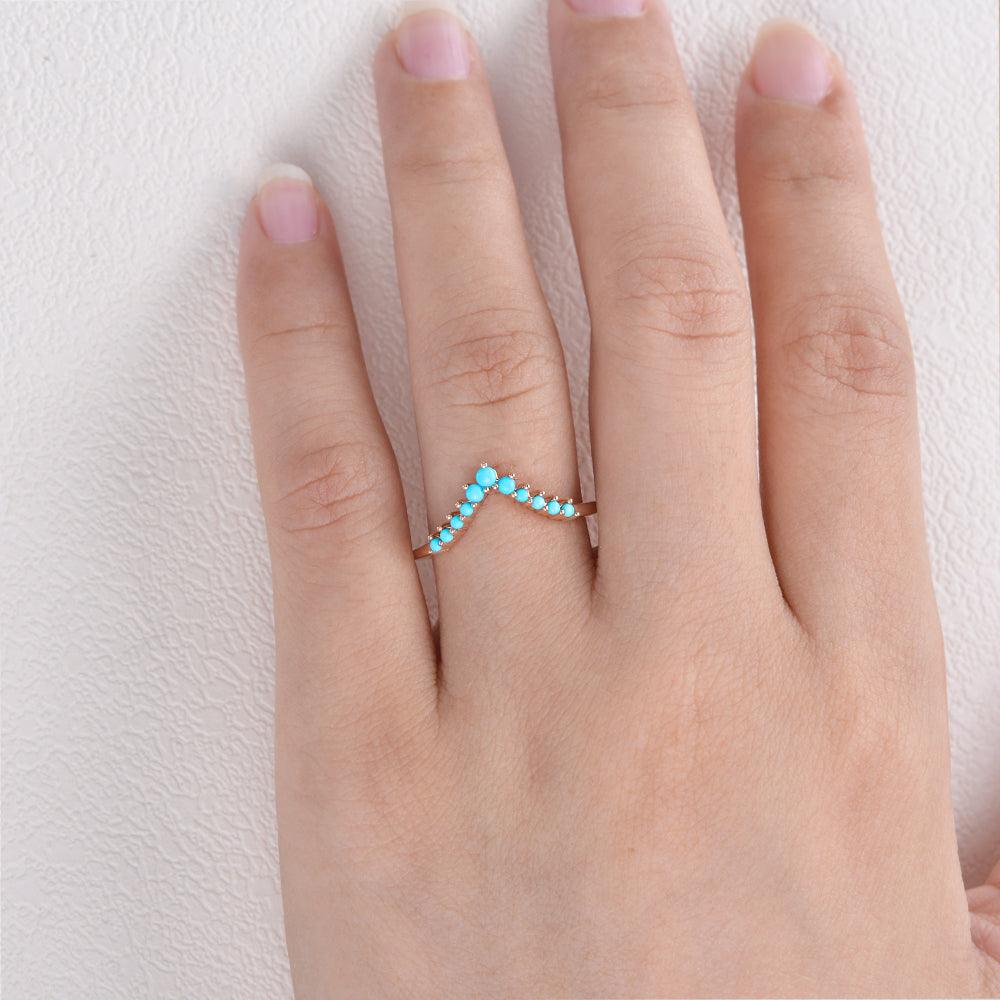 Turquoise Chevron Stacking Wedding Band - Felicegals