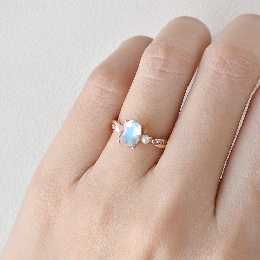 Oval Moonstone & Pearl Infinity Ring - Felicegals