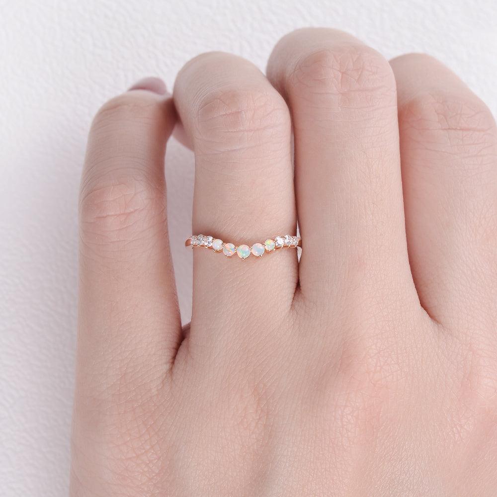 Natural Opal Cluster Rose Gold Ring - Felicegals