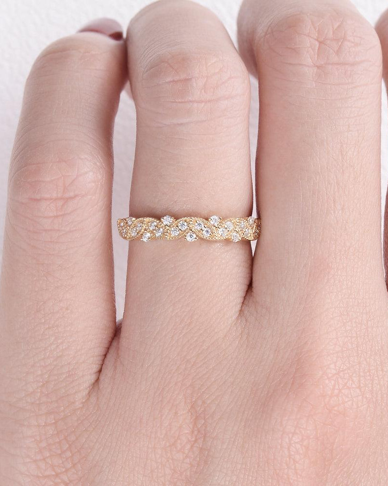 Moissanite Stacking Solid Gold Ring - Felicegals
