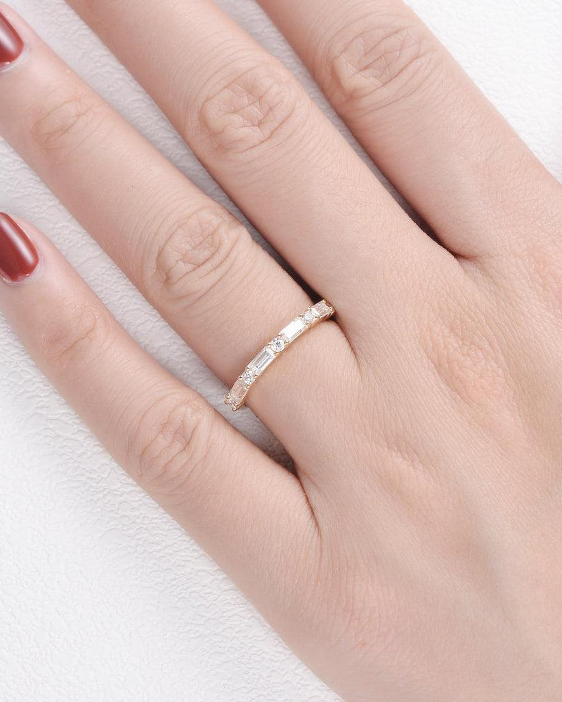 Moissanite Band Yellow Gold Antique Ring - Felicegals