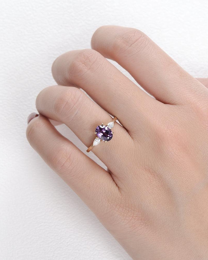 Lab Created Alexandrite Yellow Gold Ring - Felicegals