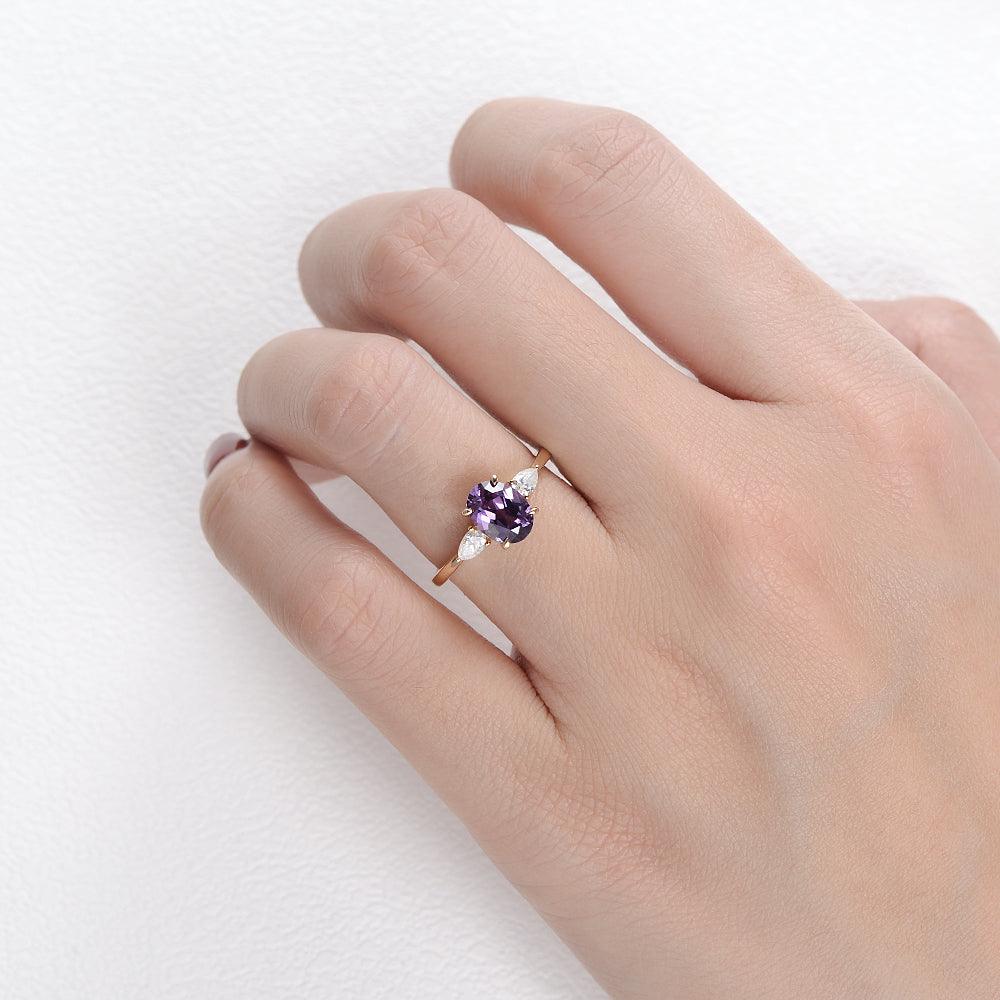 Lab Created Alexandrite Yellow Gold Ring - Felicegals