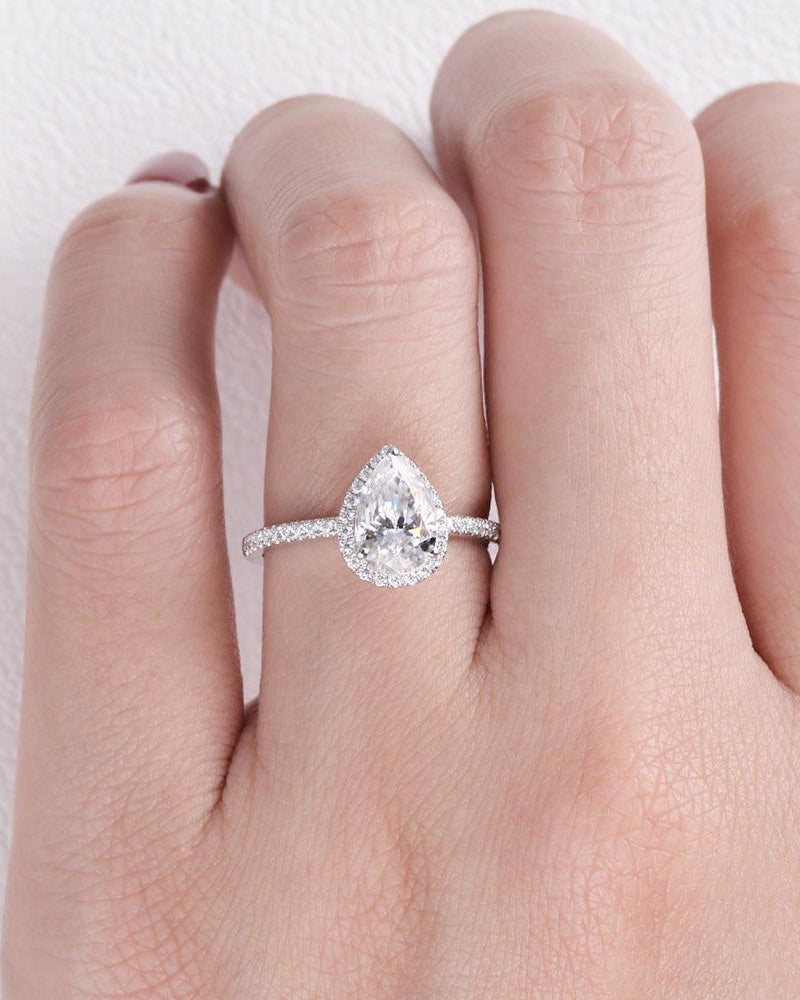 Aura pear-shaped moissanite wedding ring - Felicegals