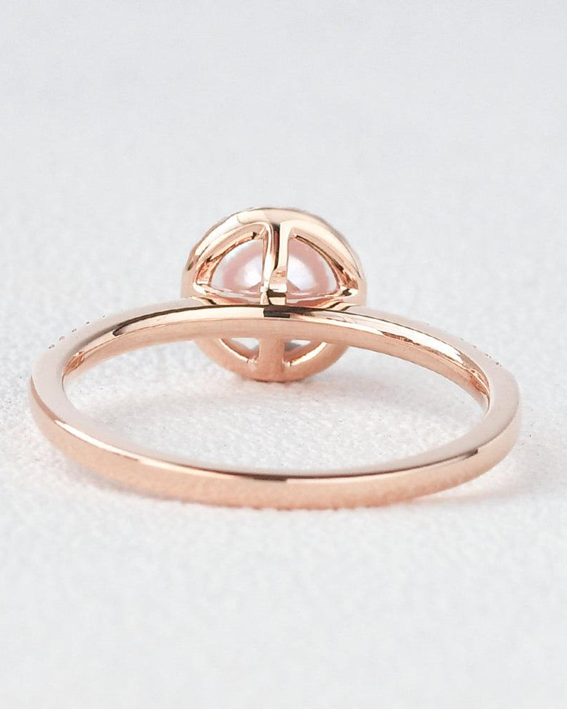 Pearl & Moissanite Yellow Gold Ring - Felicegals