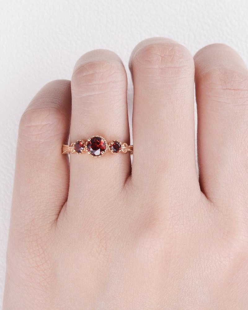 Stacking Garnet Rose Gold Ring - Felicegals