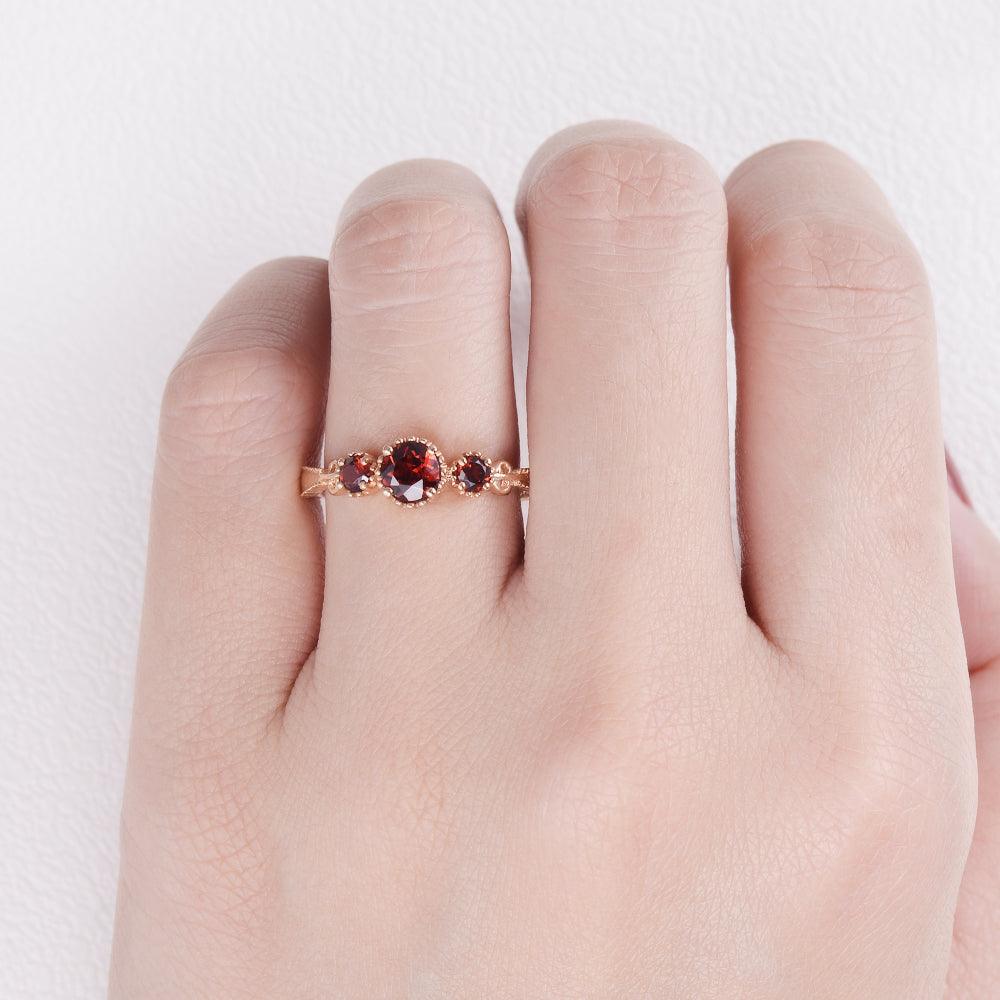 Stacking Garnet Rose Gold Ring - Felicegals