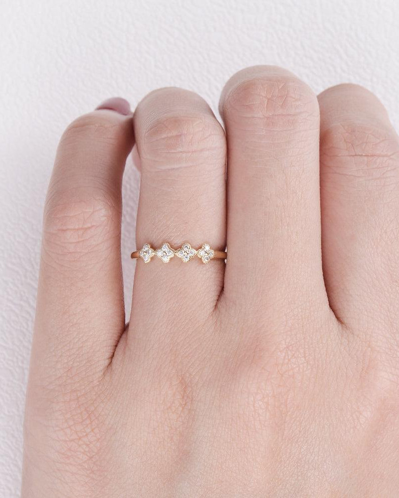 Moissanite Flower Shape Solid Gold Ring - Felicegals