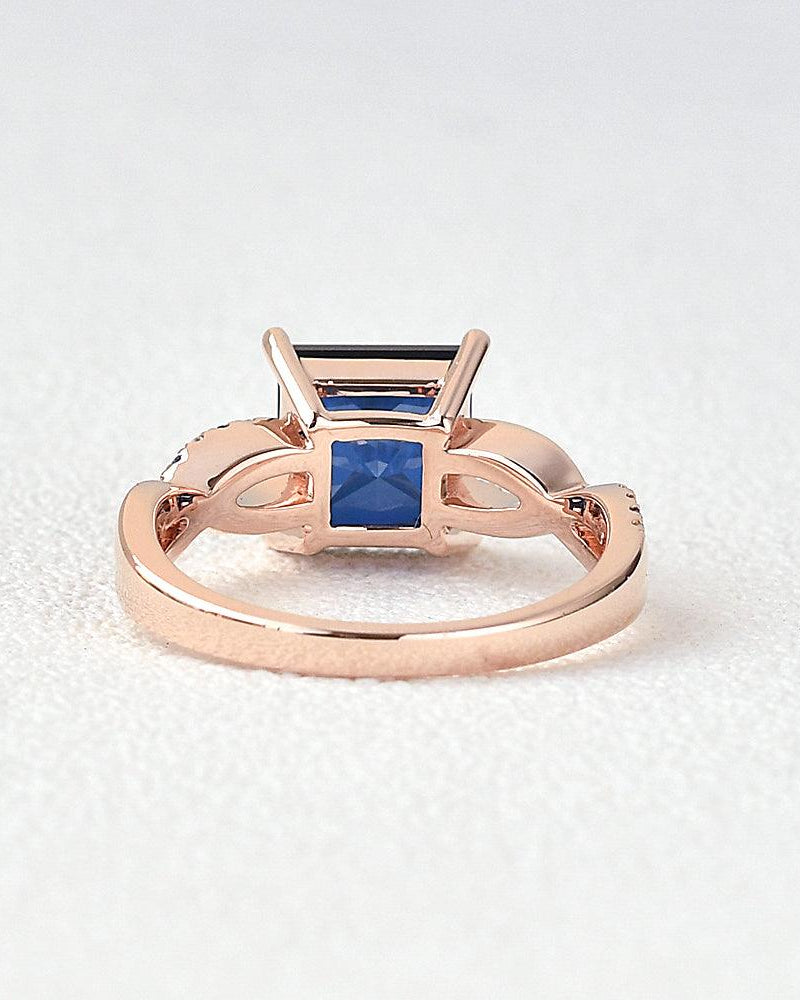 Bule Sapphire & Moissanite Retro Style Ring - Felicegals