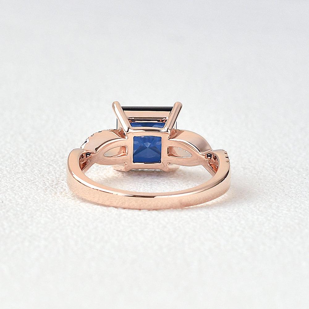 Bule Sapphire & Moissanite Retro Style Ring - Felicegals