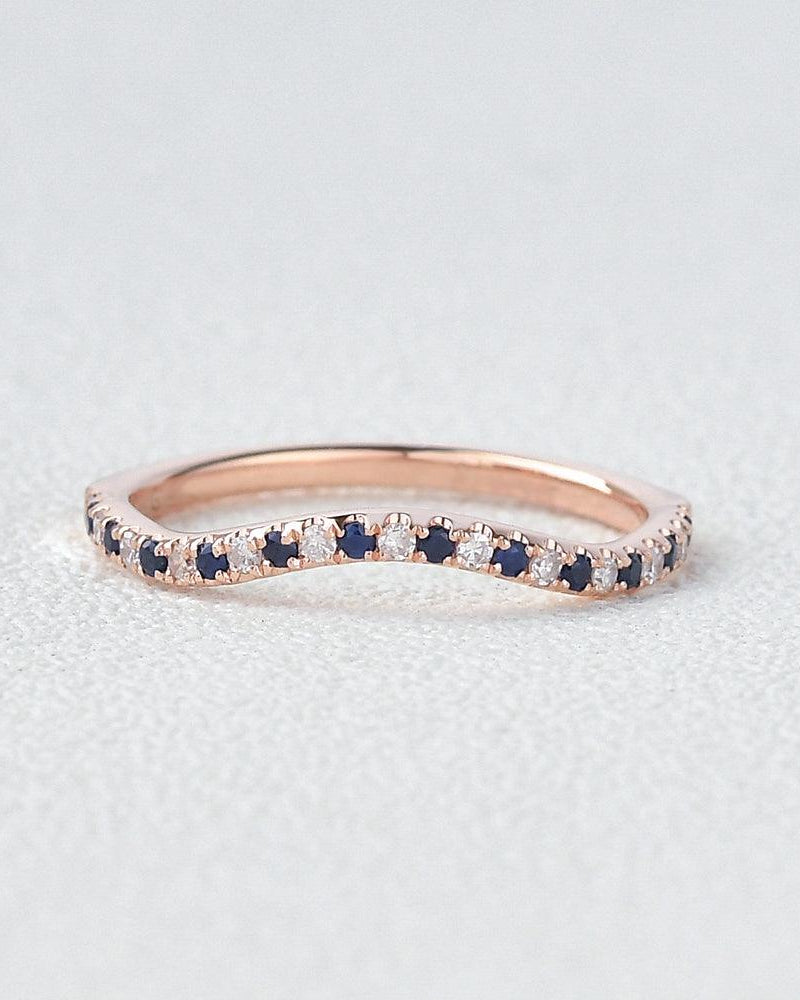 Bule Sapphire & Moissanite Wedding Band - Felicegals
