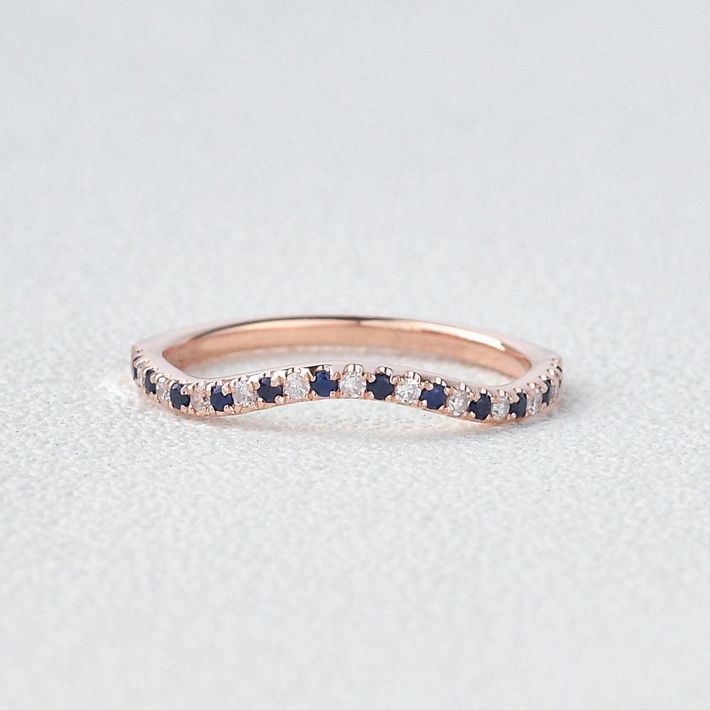 Bule Sapphire & Moissanite Wedding Band - Felicegals