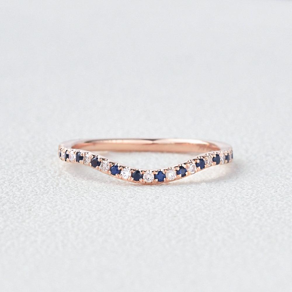 Bule Sapphire & Moissanite Wedding Band - Felicegals