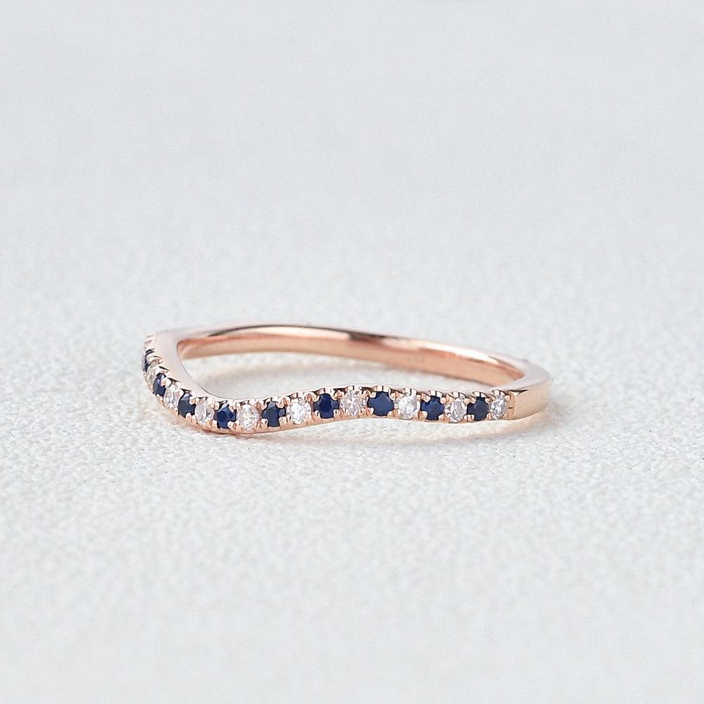 Bule Sapphire & Moissanite Wedding Band - Felicegals