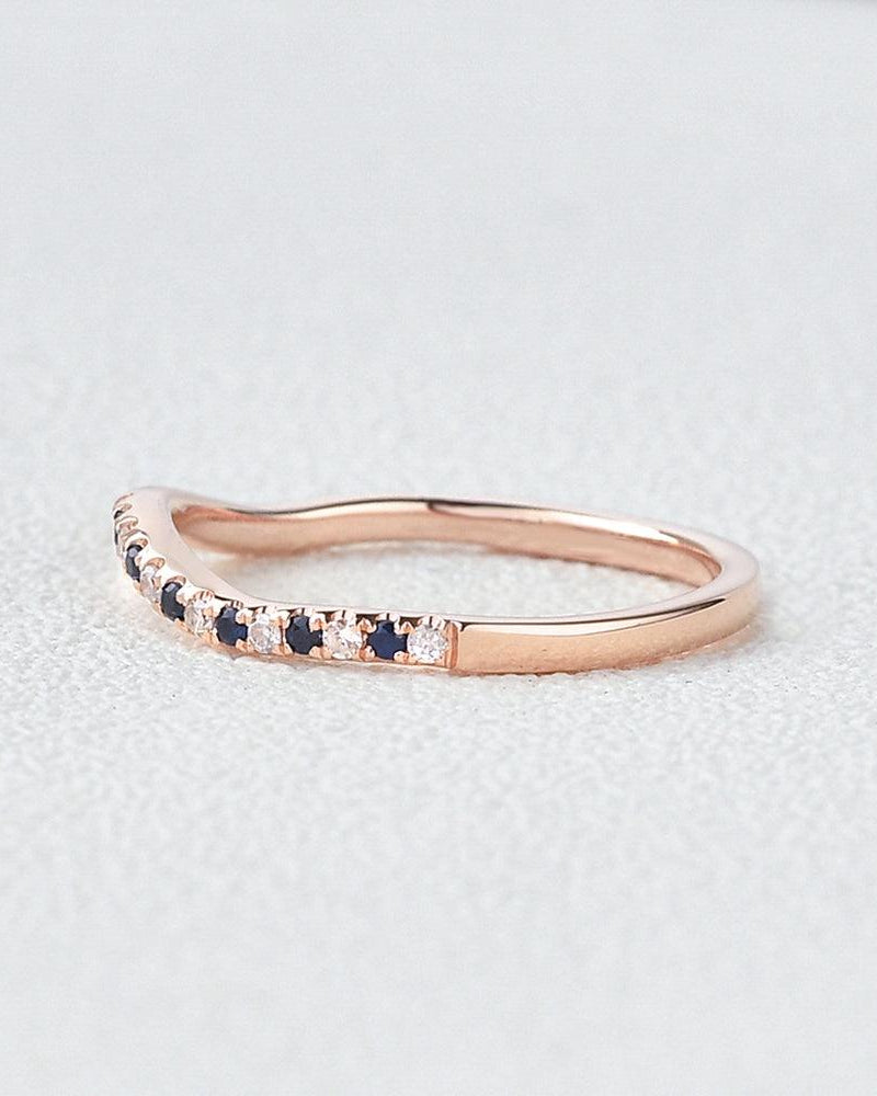Bule Sapphire & Moissanite Wedding Band - Felicegals