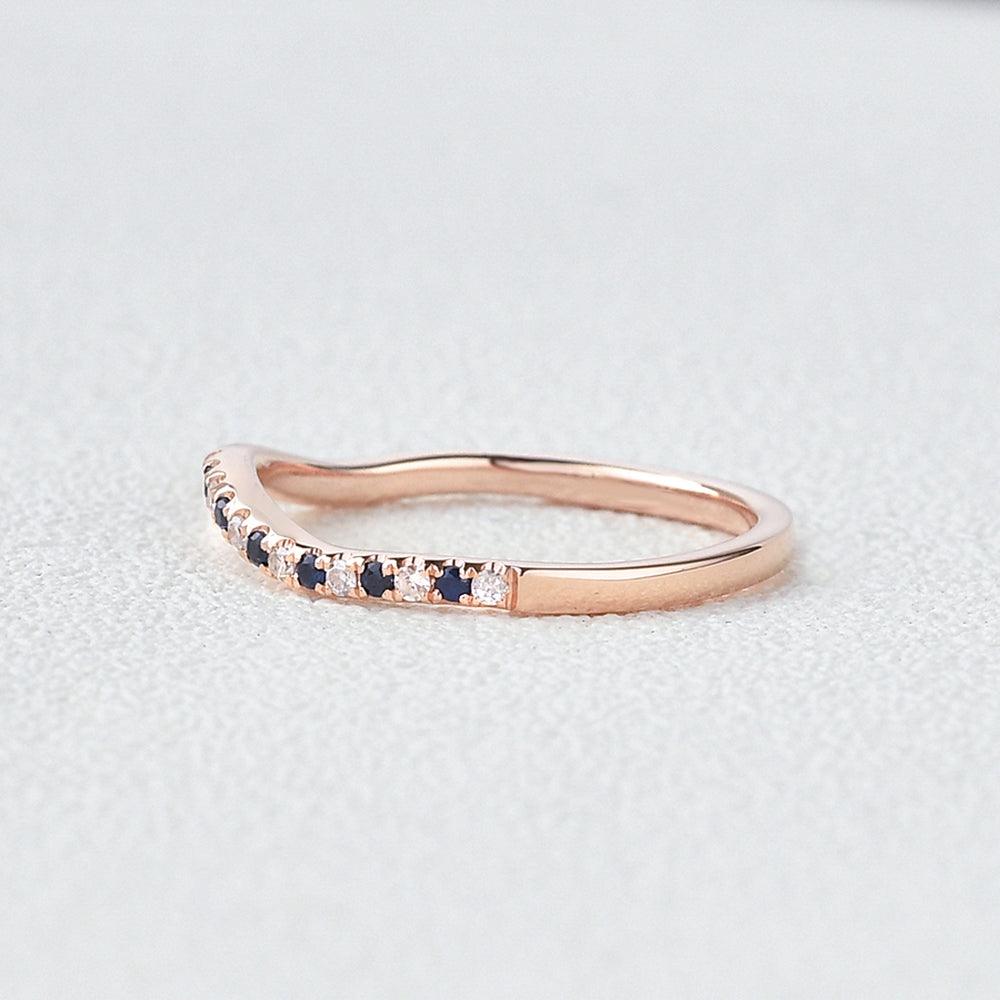 Bule Sapphire & Moissanite Wedding Band - Felicegals