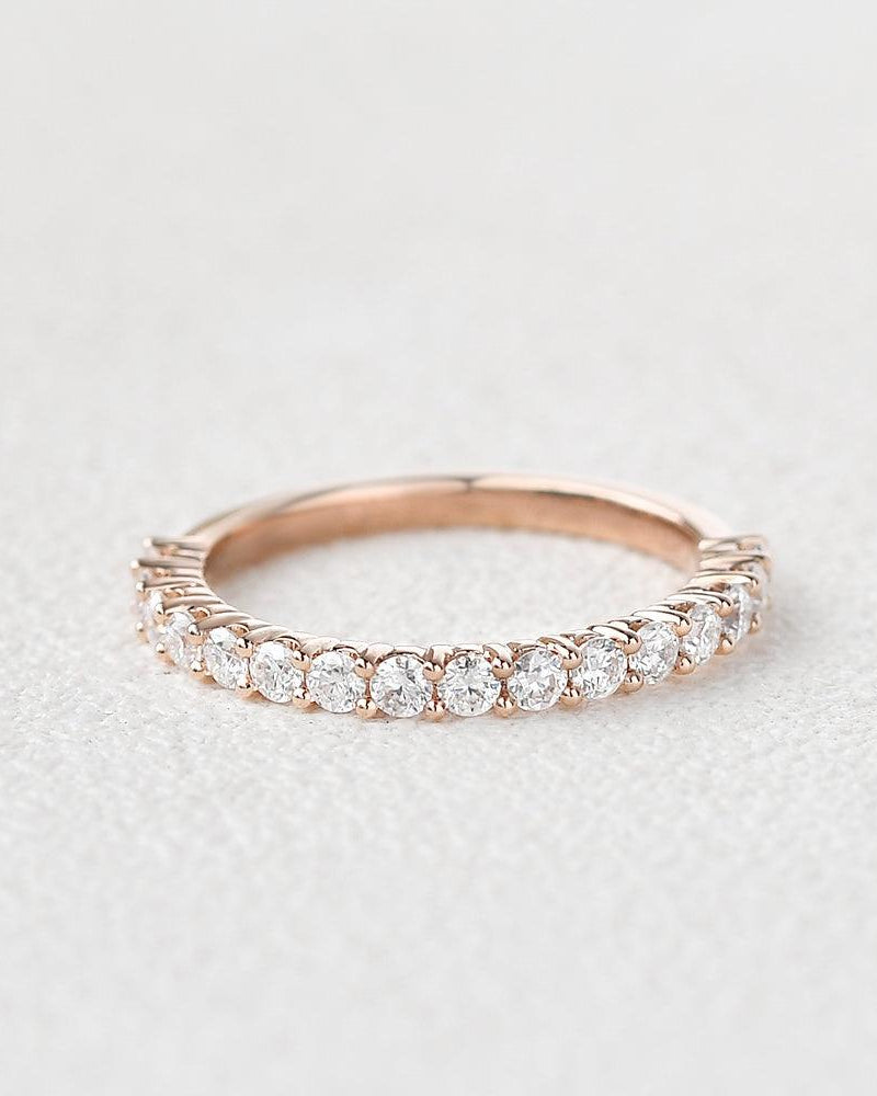 Felicegals Round Cut Moissanite White Gold Half Eternity Ring - Felicegals 丨Wedding ring 丨Fashion ring 丨Diamond ring 丨Gemstone ring--Felicegals