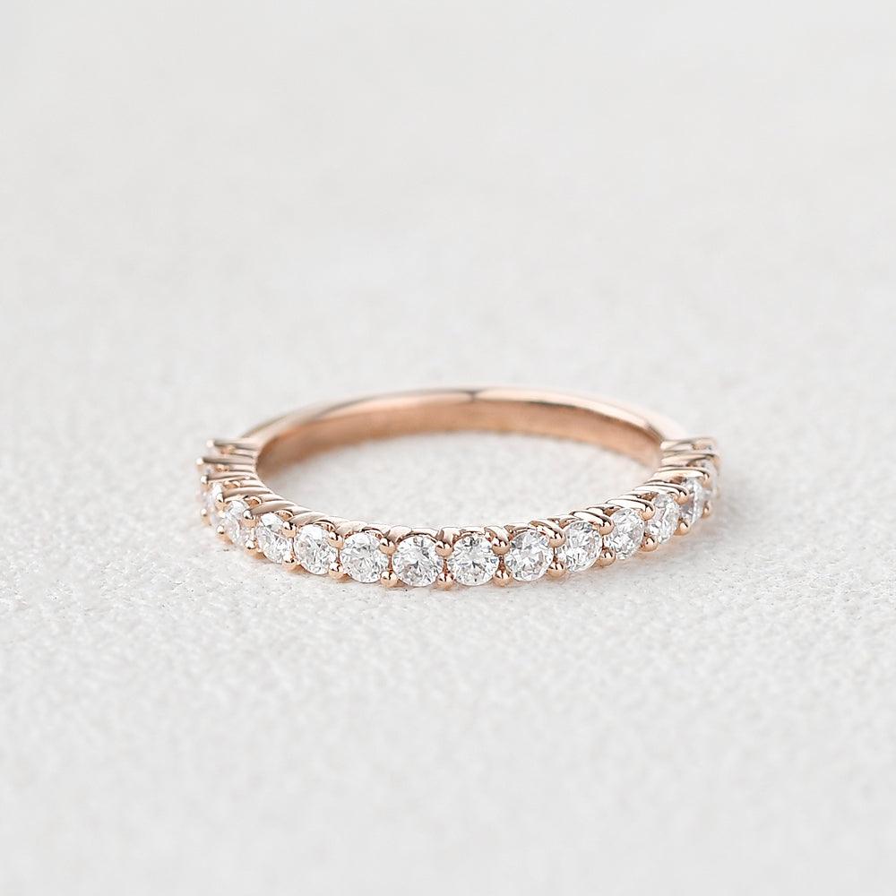 Felicegals Round Cut Moissanite White Gold Half Eternity Ring - Felicegals 丨Wedding ring 丨Fashion ring 丨Diamond ring 丨Gemstone ring--Felicegals