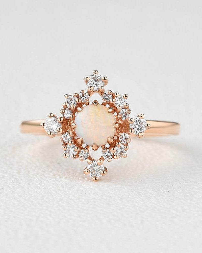 Natural Opal Flower Snowflake Ring - Felicegals