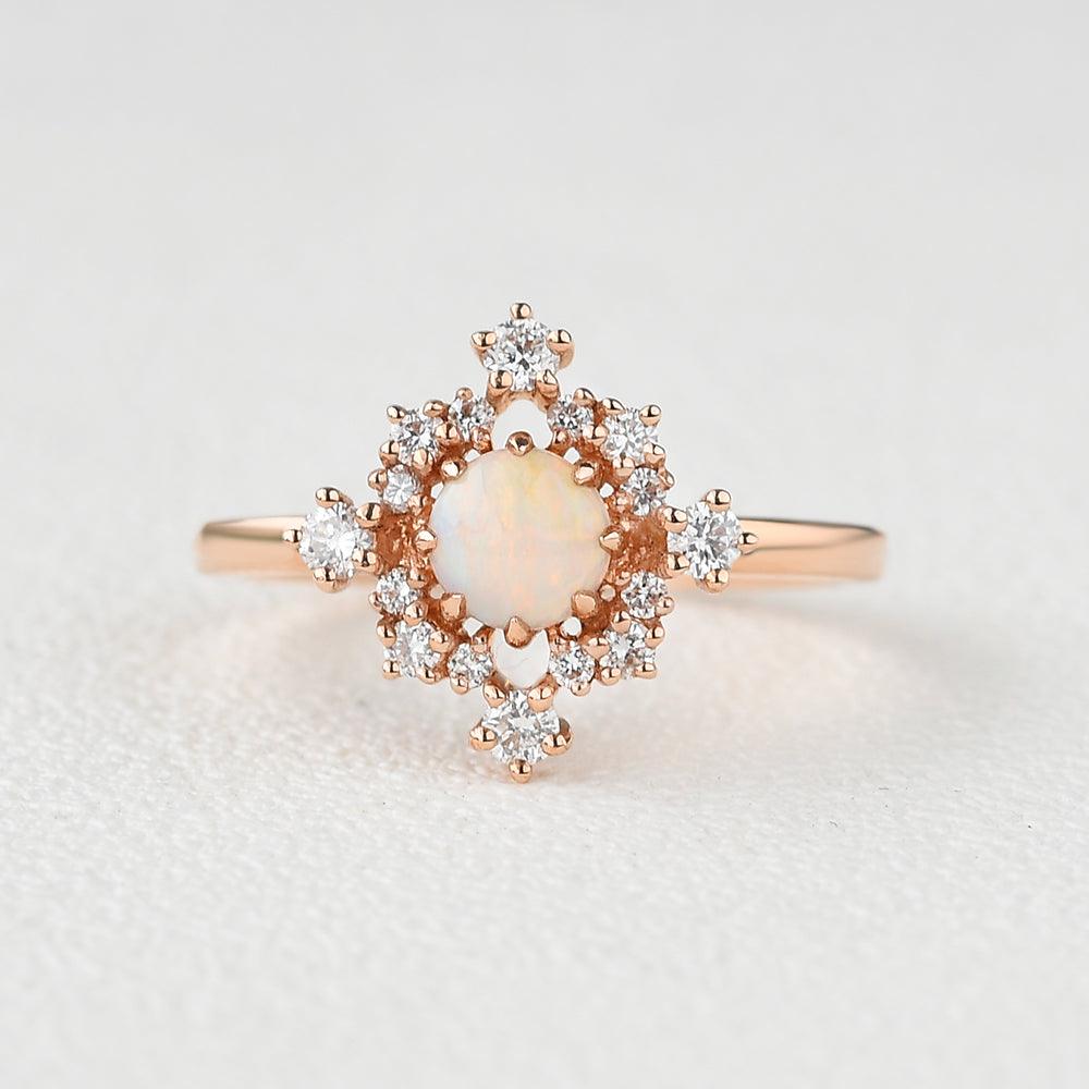 Natural Opal Flower Snowflake Ring - Felicegals