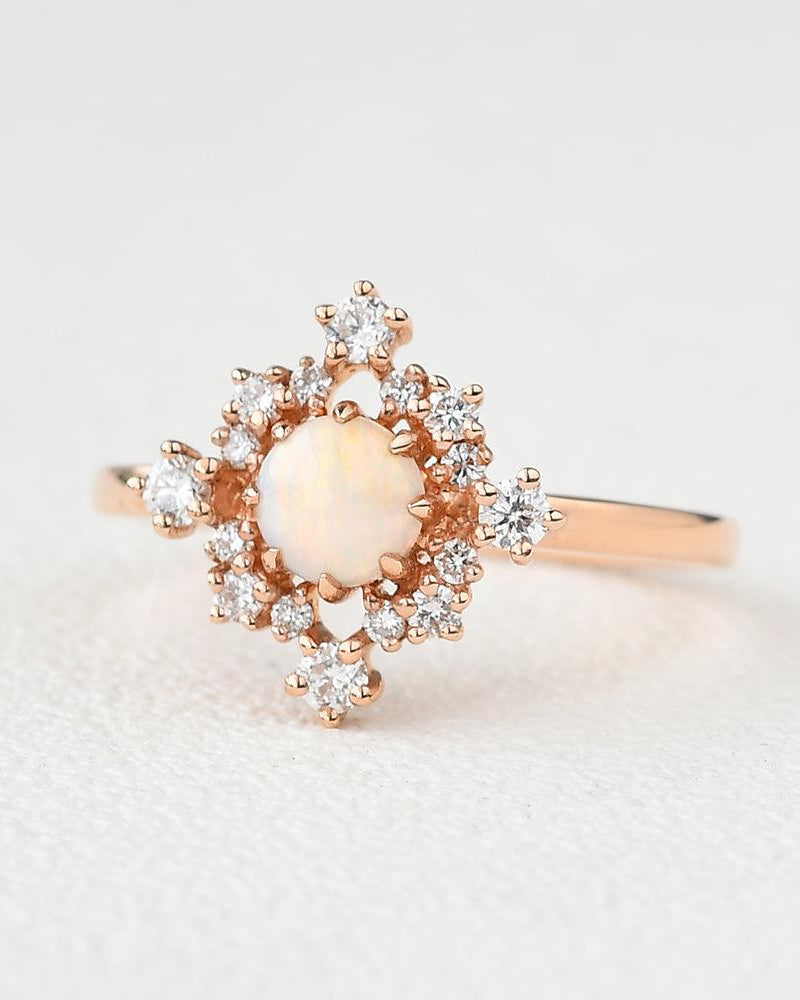 Natural Opal Flower Snowflake Ring - Felicegals