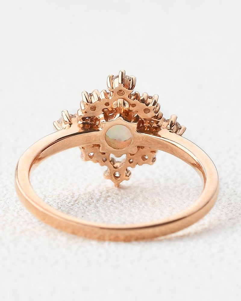 Natural Opal Flower Snowflake Ring - Felicegals
