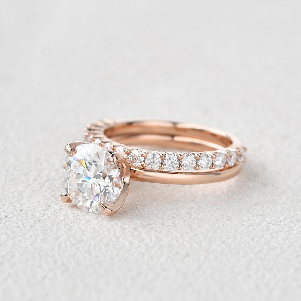 Felicegals 1.5ct Round Cut Moissanite Ring Set 2pcs - Felicegals 丨Wedding ring 丨Fashion ring 丨Diamond ring 丨Gemstone ring-Jewelry-Felicegals 丨Wedding ring 丨Fashion ring 丨Diamond ring 丨Gemstone ring