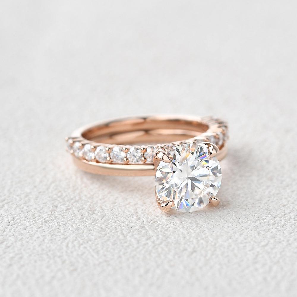 Felicegals 1.5ct Round Cut Moissanite Ring Set 2pcs - Felicegals 丨Wedding ring 丨Fashion ring 丨Diamond ring 丨Gemstone ring-Jewelry-Felicegals 丨Wedding ring 丨Fashion ring 丨Diamond ring 丨Gemstone ring
