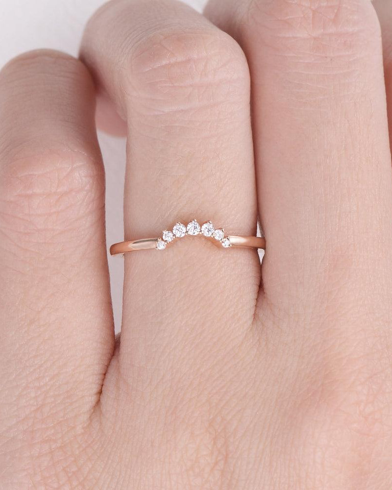 Moissanite Curved Rose Gold Wedding Ring - Felicegals
