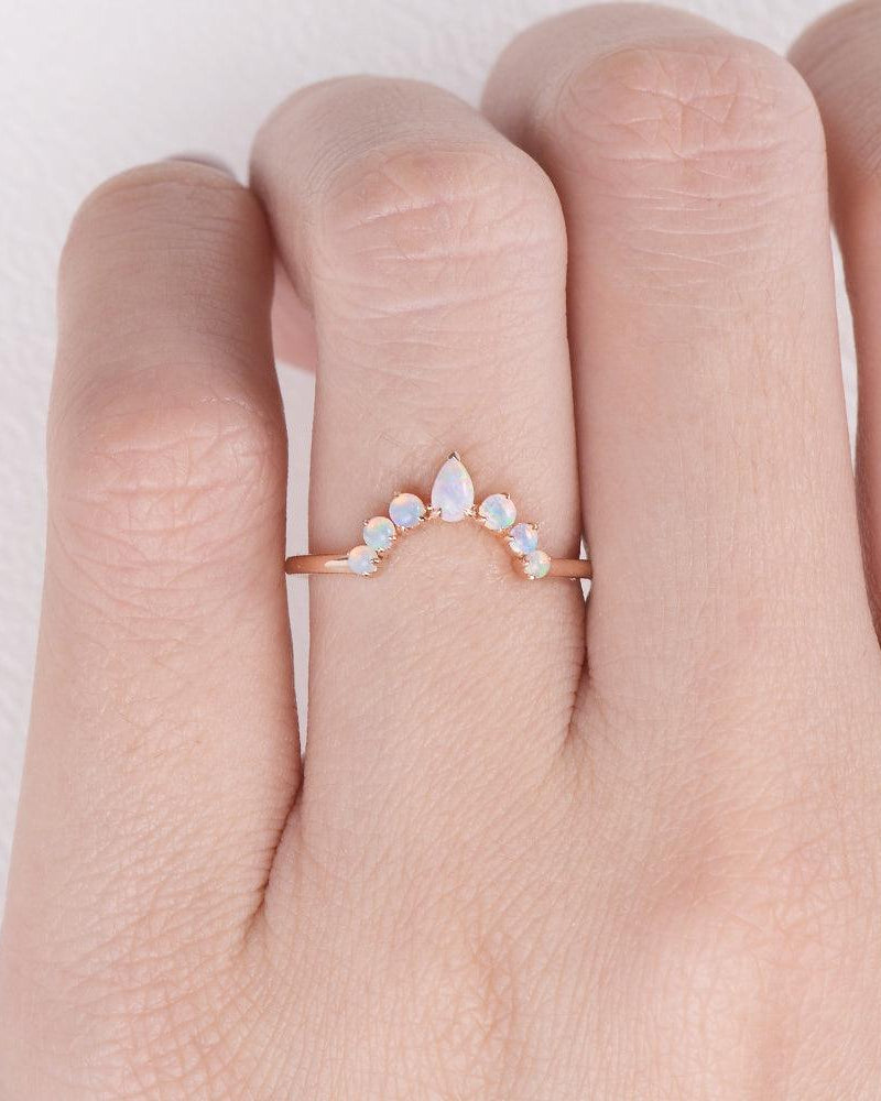 Pear Shaped Opal Stacking Ring - Felicegals