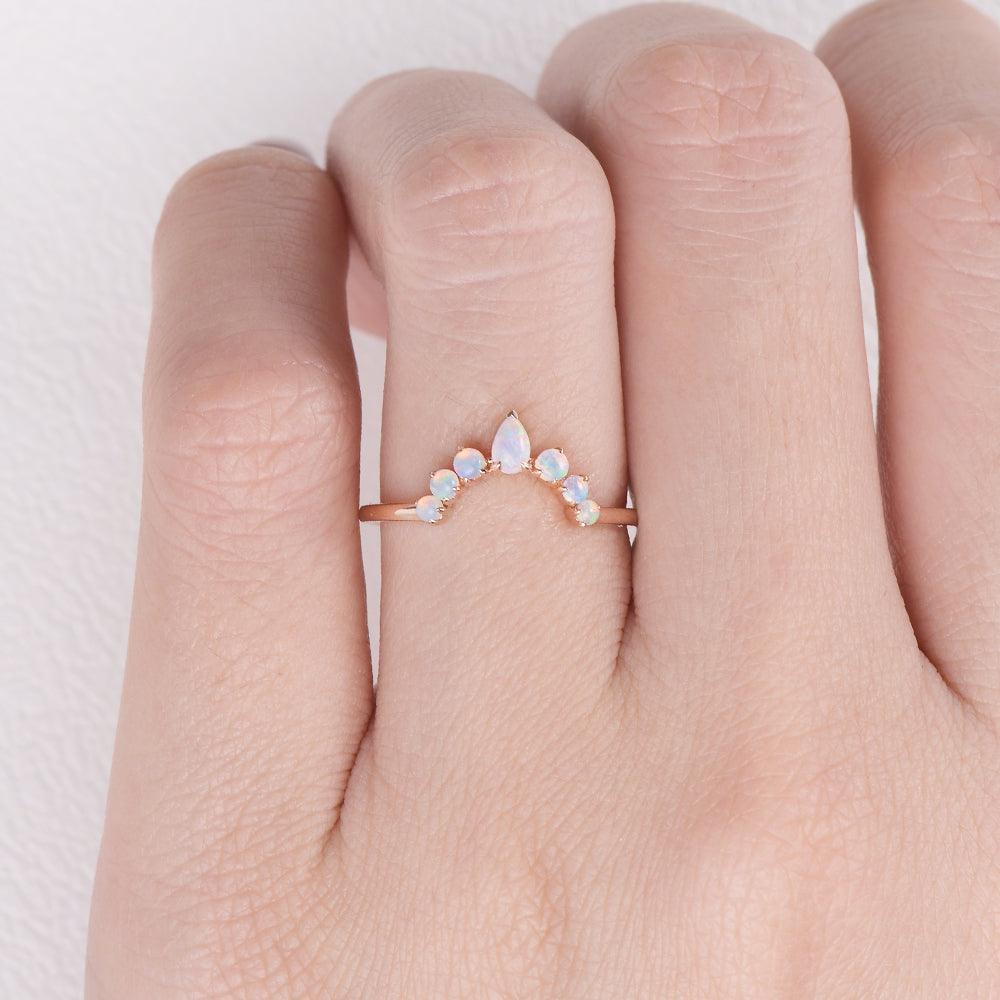 Pear Shaped Opal Stacking Ring - Felicegals
