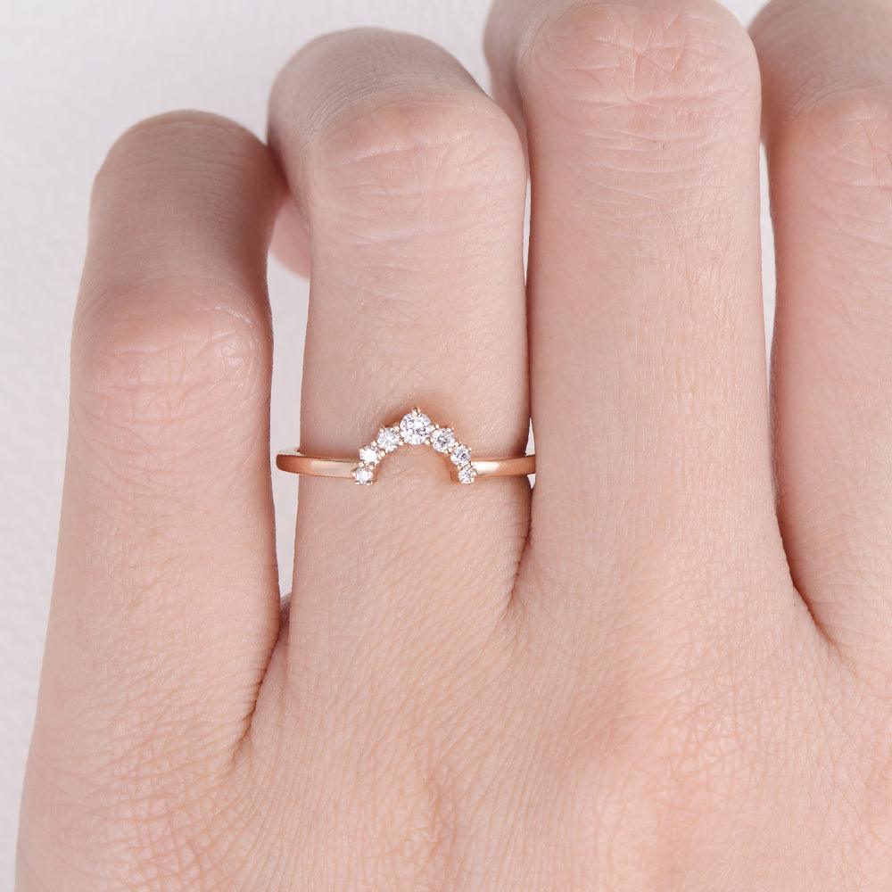 Moissanite Curved Rose Gold Wedding Ring - Felicegals