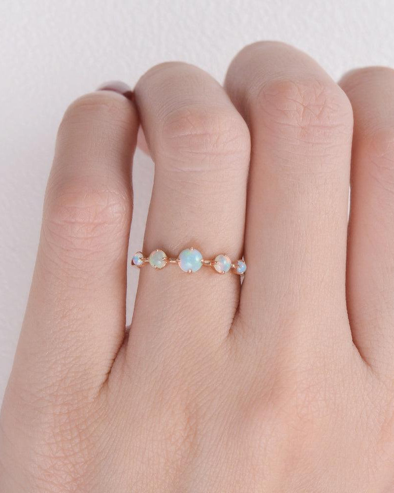 Natural Opal Band Rose Gold Ring - Felicegals