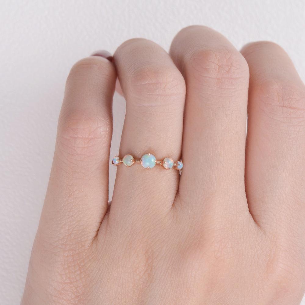 Natural Opal Band Rose Gold Ring - Felicegals