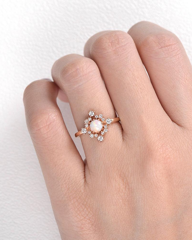Natural Opal Flower Snowflake Ring - Felicegals
