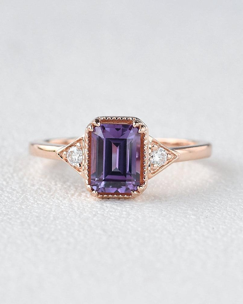 Amethyst Rose Gold Ring - Felicegals