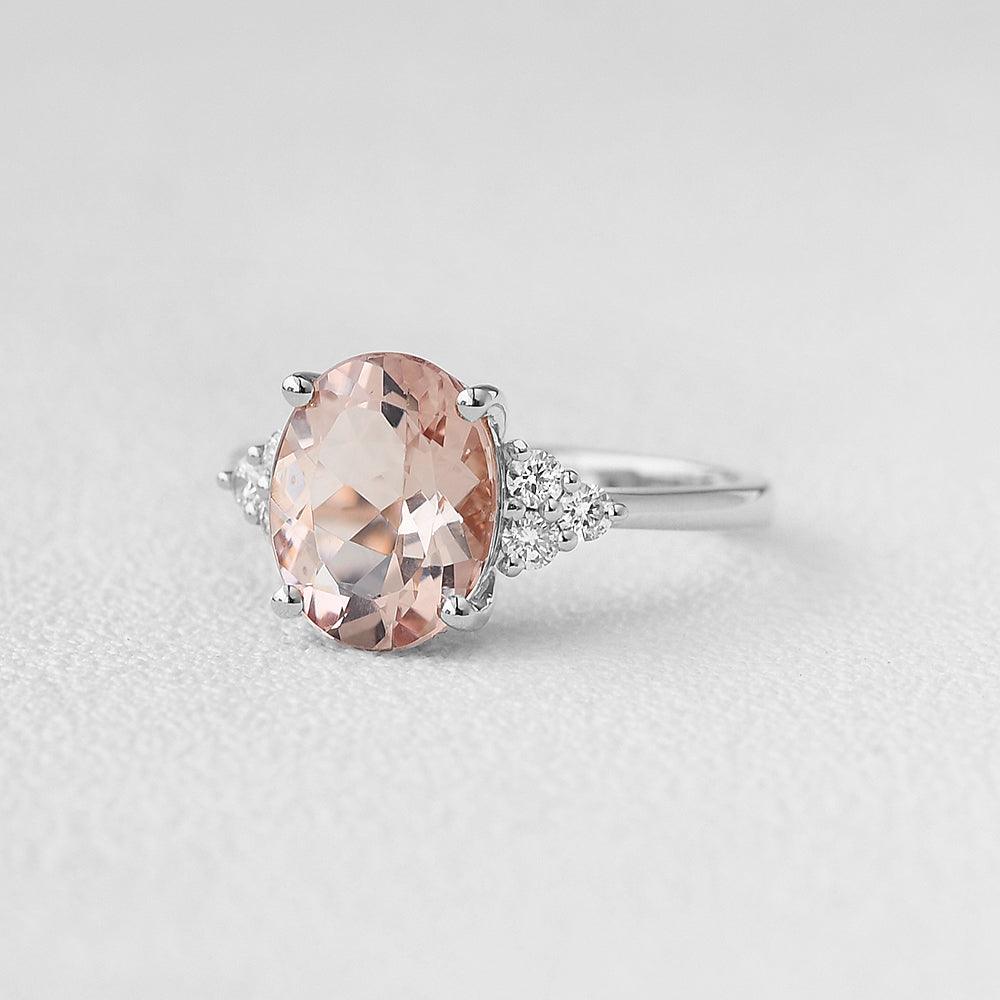 3ct Morganite Oval Classic Rose Gold Ring - Felicegals