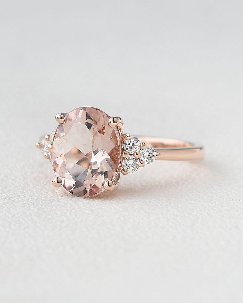3ct Morganite Oval Classic Rose Gold Ring - Felicegals